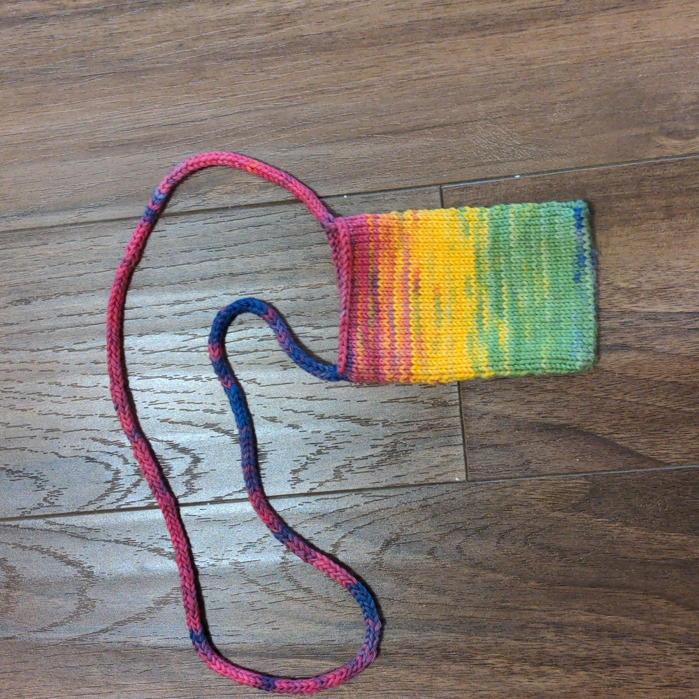 Rainbow knit pouch purse